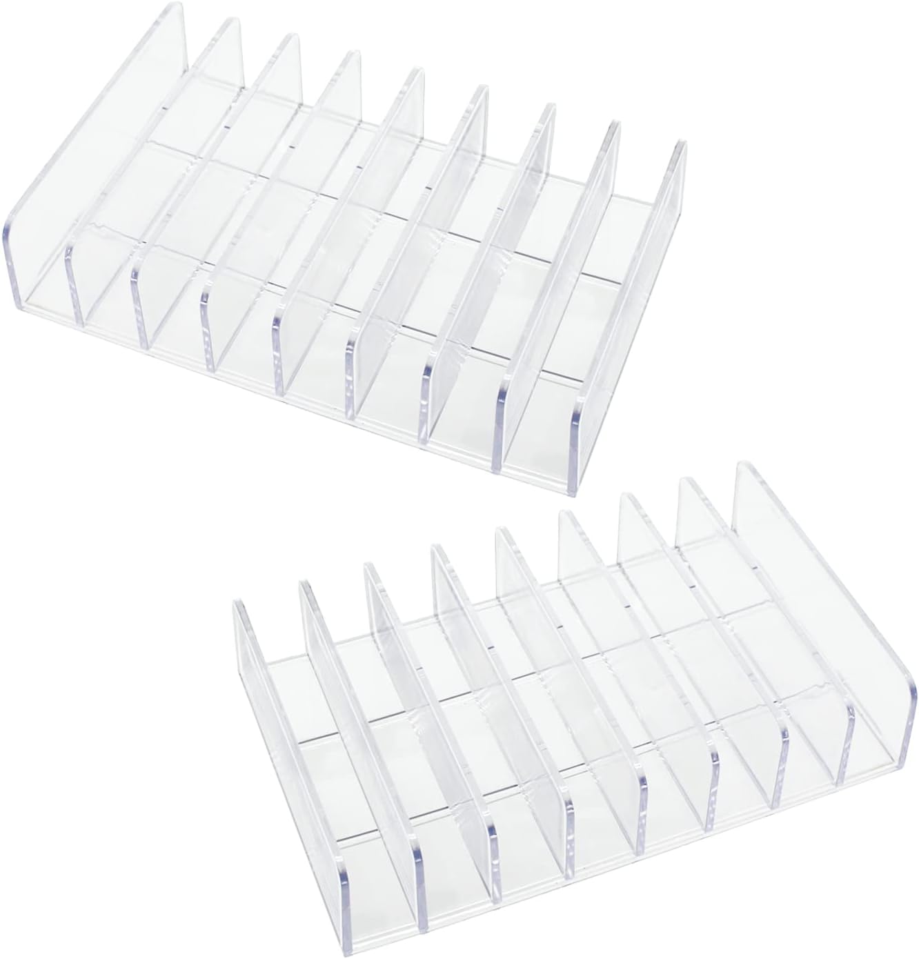 8 Slot Eyeshadow Makeup Palette Organizer, Acrylic Desk Organizer for Sorting Mail, Bill Money Organizer for Cash Envelope, Cash Tray for Cash Stuffing, Use in Home&Office - Clear - 2 Pack