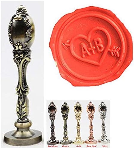 Vintage Custom Wedding Sealing Wax Seal Stamp Kit 2 Letters Monogram Arrow Heart Bronze Handle Custom Invitation Christmas Gift Wrap Package Customize Personalized Words Wax Seal Stamp Set