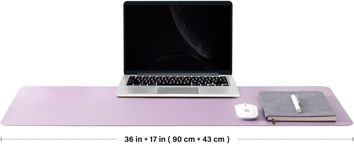 HOMIEAZICOZI Leather Desk Mat - Non-Slip PU Desk Pad for Office and Home - Desk Organization and Accessories - Ideal for Large Mouse Pad and Desk Mats on Top of Desks (Purple,36''x 17'') (DPD-Pu-L)