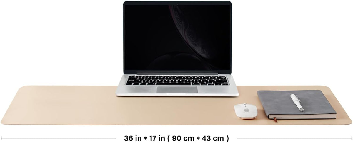 Leather Desk Mat - Non-Slip PU Pad for Office and Home - Organization Accessory - Ideal for Mouse Pad and Desk Mat (Apricot, 36" x 17")