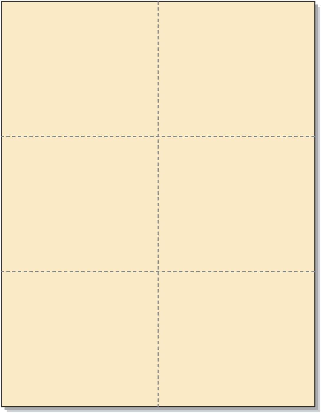 Laser Printer Blank Cards - 6 up per Page, Perforated, for School, Wedding & Inventory Tags, Trip Tickets (Manila, 300 Cards)