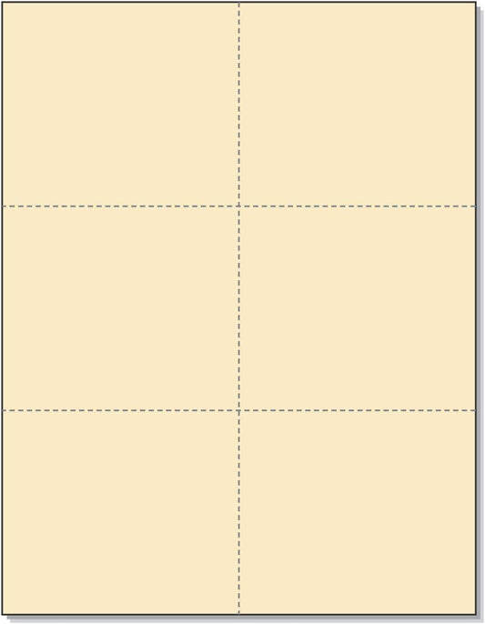 Laser Printer Blank Cards - 6 up per Page, Perforated, for School, Wedding & Inventory Tags, Trip Tickets (Manila, 300 Cards)