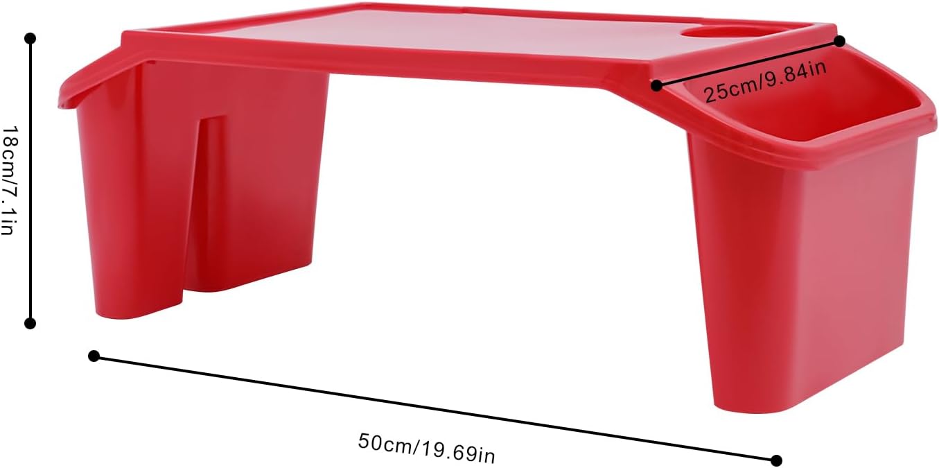 6 Pack Kids Lap Desk Tray with Storage Slots, Portable Lap Desk, Activity Tray, Drawing, Stackable, Writing, Eating, Classroom, 19.69" L x 9.84" W x 7.1" H (Red)