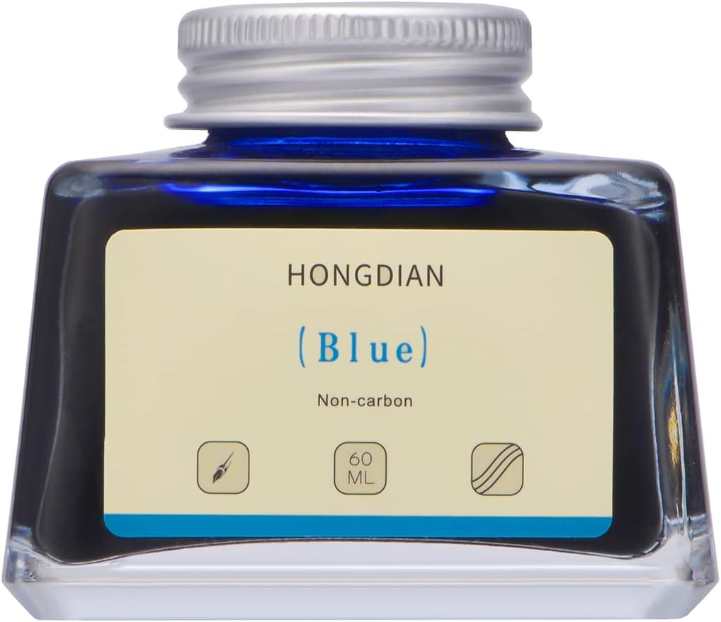 Asvine Hongdian Fountain Pen Bottled Ink Blue, 60ml Bottle Ink for Fountain Pen Non Carbon
