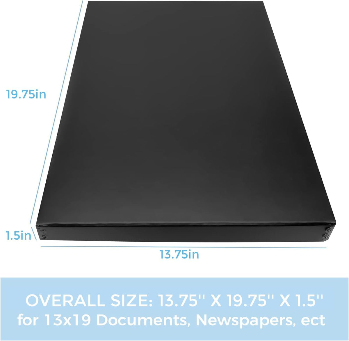 Lineco Museum Archival Storage Box, 13.75x19.75x1.5 in. Drop Front Design. Acid-Free with Metal Edge. Organize Photos, Pictures, Prints, Documents, Crafts, DIY. Black, 1 Pack