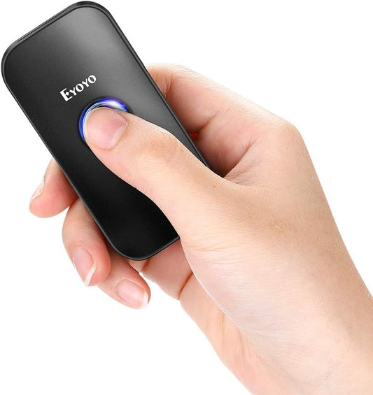 Eyoyo Mini Bluetooth Barcode Scanner: Portable Wireless & USB Wired 1D Bar Code Reader for Book Library Inventory - Fast CCD Screen Scanning Compatible with iPad, iPhone, Android Phones, Tablets PC