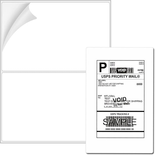 Coopaty Half Sheet Shipping Labels 8.5" x 5.5" Sticker Labels for Laser & Ink Jet Printers, 2 Per Page Self Adhesive Mailing Labels for Packages (100 Sheets, 200 Labels)