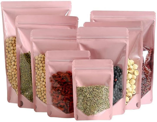 150 Pcs 4x6 Mylar Bags for Food Storage Mylar Bags with Window Stand Up Pouches Small Resealable Smell Proof Bags Freeze Dried Candy Packaging Bulk
