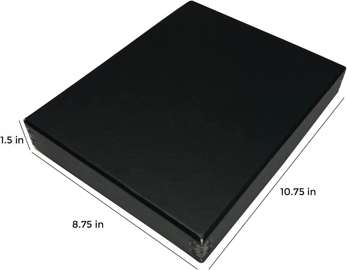 Lineco Museum Archival Storage Box, 8.75x10.75x1.5 in. Drop Front Design. Acid-Free with Metal Edge. Organize Photos, Pictures, Prints, Documents, Crafts, DIY. Black, 1 Pack