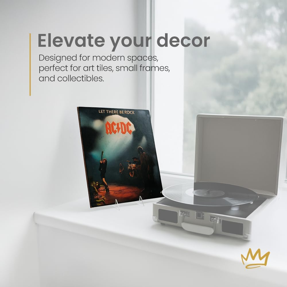 KINGDOM SOLUTIONS MADE IN USA 2-pack Sturdy & Durable Adjustable Acrylic Easels to Display Unnoticeably Plates, Art, Pictures & More - Unique on the Market