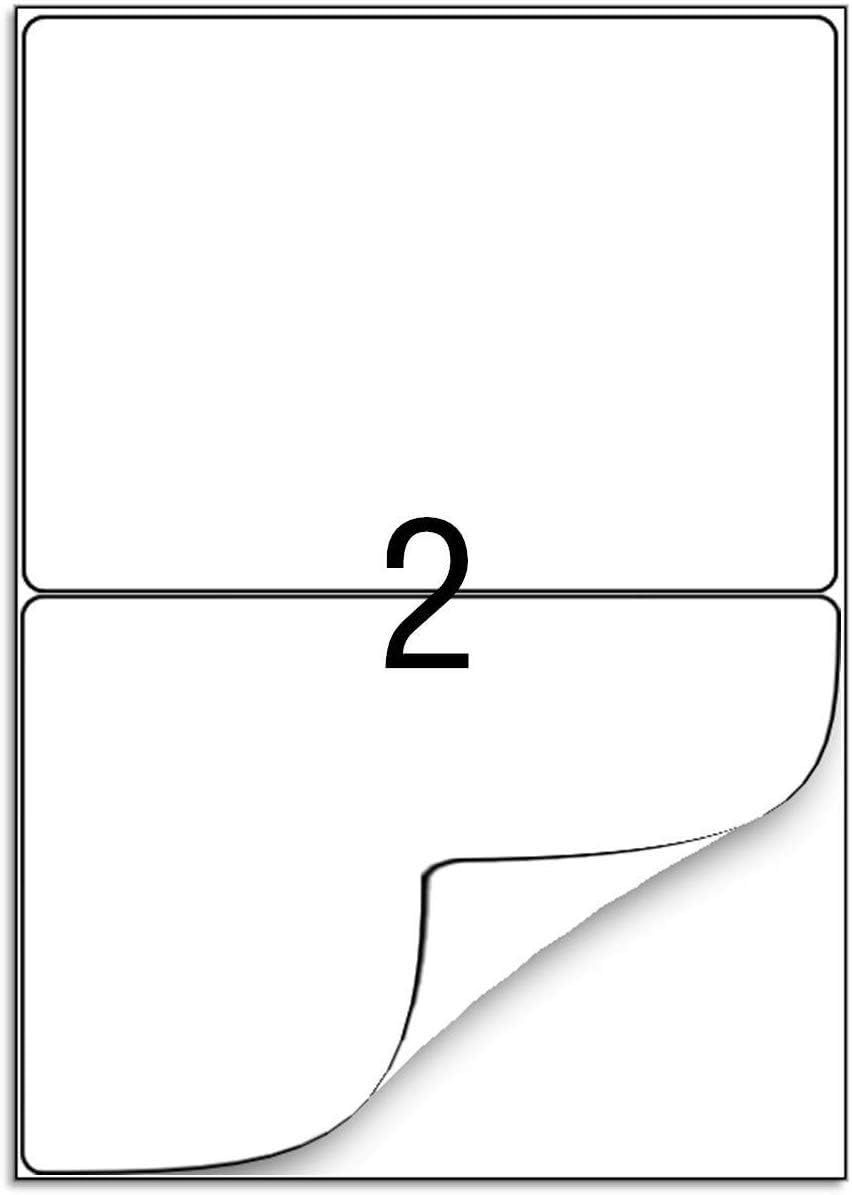 Round Corner Half Sheet Self Adhesive Shipping Labels for Laser and Ink Jet Printers, White Blank (1000 Sheets, 2000 Labels)