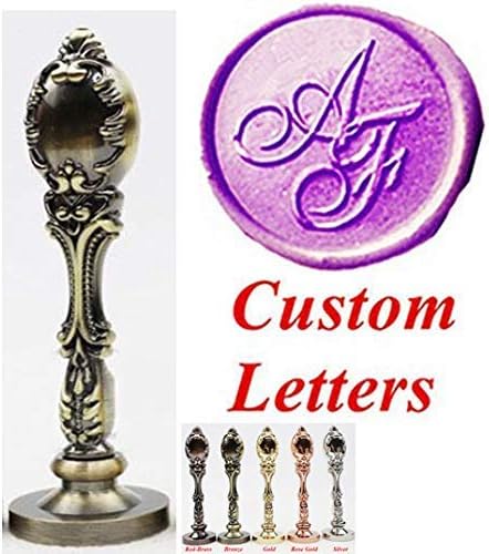 Vintage Custom Wedding Sealing Wax Seal Stamp Kit 2 Letters Monogram Bronze Metal Handle Invitation Embellishment Christmas Gift Wrap Package Customize Personalized Word Wax Seal Stamp Set