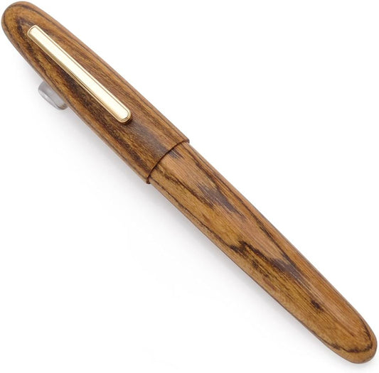JINHAO 9056 Natural Wood Fountain Pen Handmade Ink Pen (Tiger Wood, Medium Nib 0.7mm)