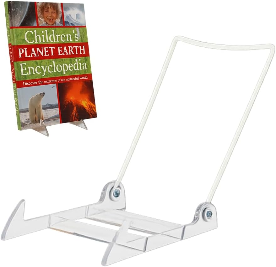 KINGDOM SOLUTIONS Made in USA 12-Pack Sturdy & Durable Adjustable White Acrylic Easels to Display Unnoticeably Plates, Art, Pictures & More - Unique on The Market
