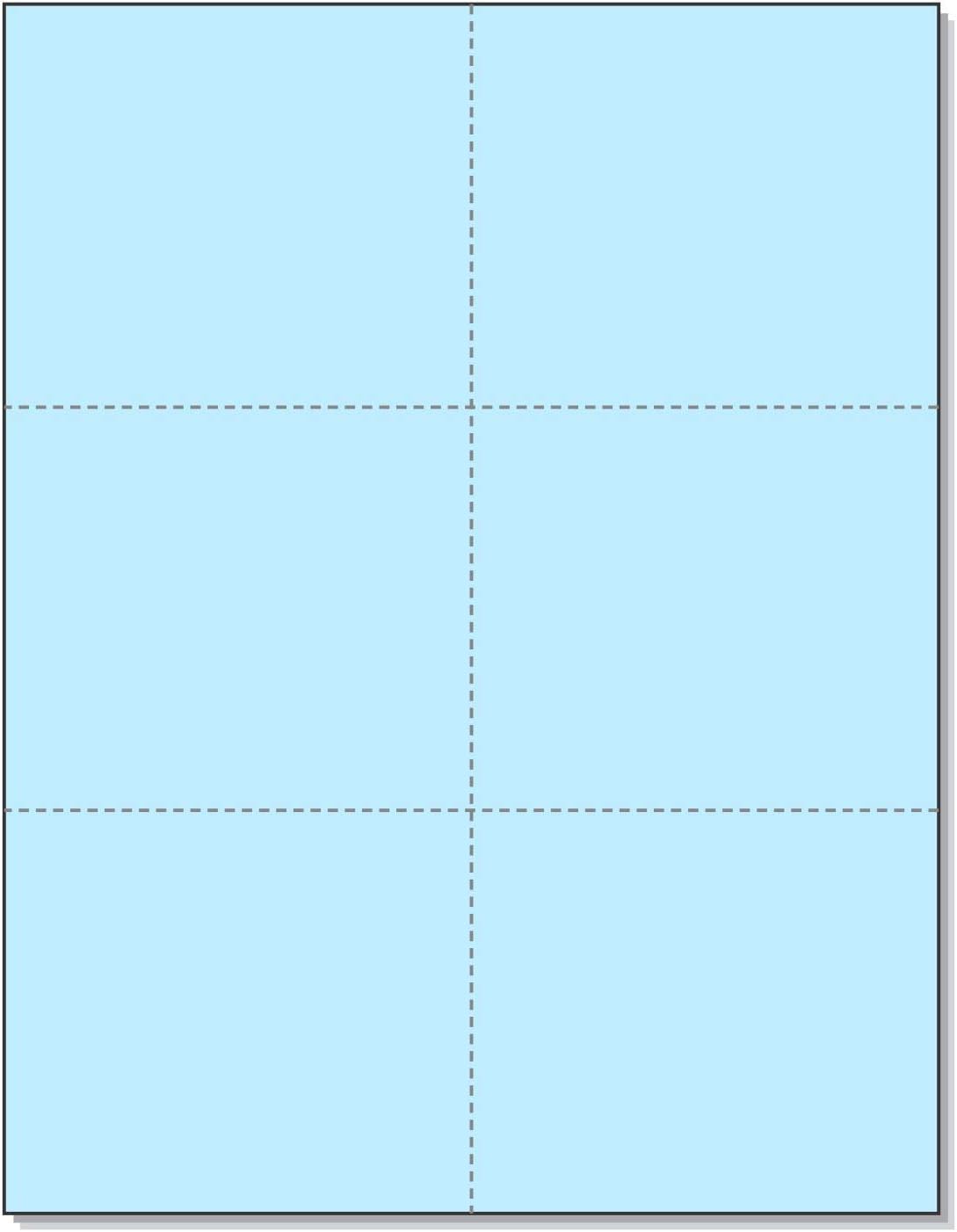 Laser Printer Blank Perforated Cards 6 up per Page, for School Registration Cards, Flower Delivery Cards, Inventory Tags, Wedding Response Cards, RSVP Cards, Trip Tickets, ETC, (1200 Blue Cards)