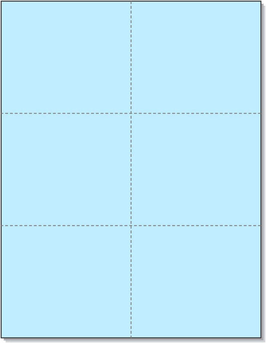 Laser Printer Blank Perforated Cards 6 up per Page, for School Registration Cards, Flower Delivery Cards, Inventory Tags, Wedding Response Cards, RSVP Cards, Trip Tickets, ETC, (1200 Blue Cards)