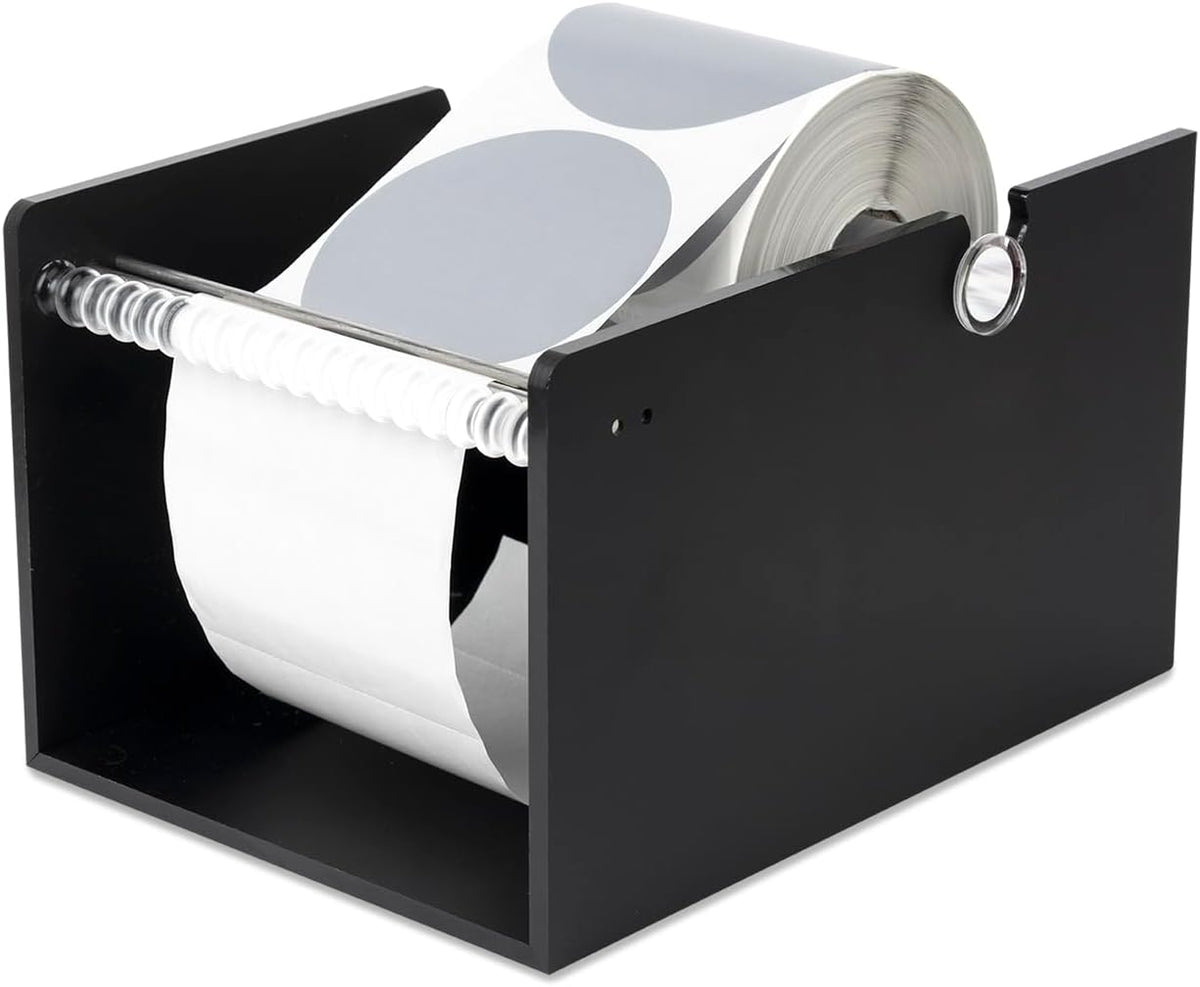 Manual Label Sticker Dispenser for Rolls of Stickers - Adjustable Tabletop Acrylic Holder for Multiple Rolls in Classroom, Business, Home