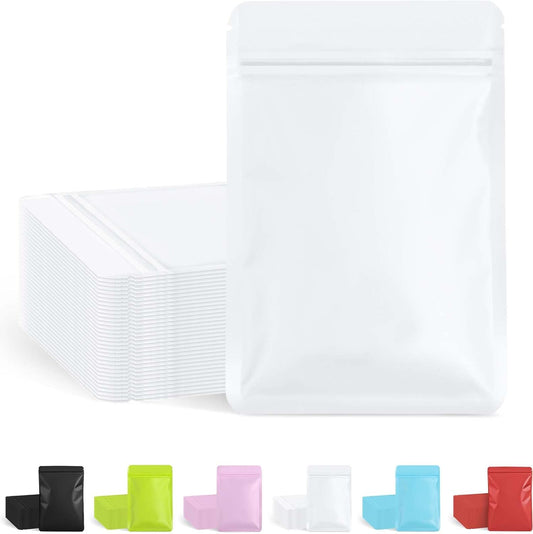 FireKylin 100 Pack Resealable Packaging Bags for Small Business Double-Sided Color Smell Proof Bags for Food Storage Flat Bags (White, 5.5" x 7.8")