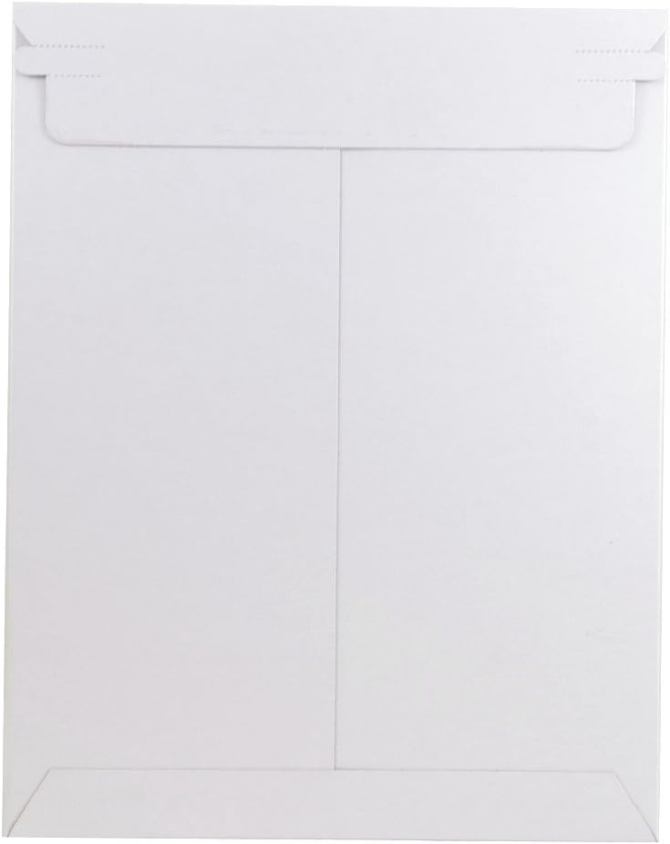 JAM PAPER Stay-Flat Photo Mailer Envelopes with Peel & Seal Closure - 9 3/4 x 12 1/4 - White - 6 Rigid Mailers/Pack