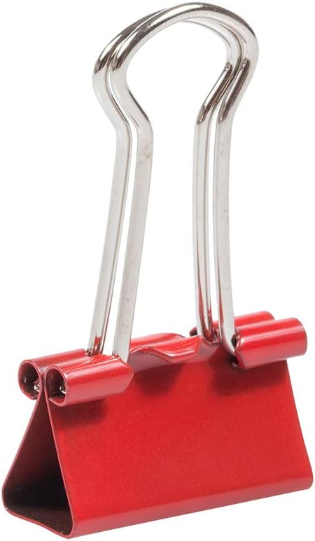 JAM PAPER Colorful Binder Clips - Small - 3/4 Inch (19 mm) - Red Binderclips - 25/Pack
