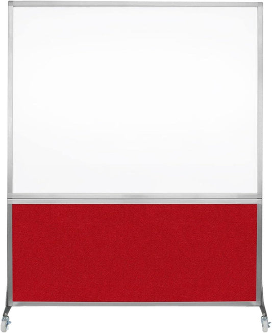 DivideWrite Mobile Whiteboard | Double Sided Dry Erase Board | Portable Office Cubicle Partition | Display for Classrooms, Conference Rooms, Meeting Areas and More | Red Fabric 5' Wide X 6' Tall
