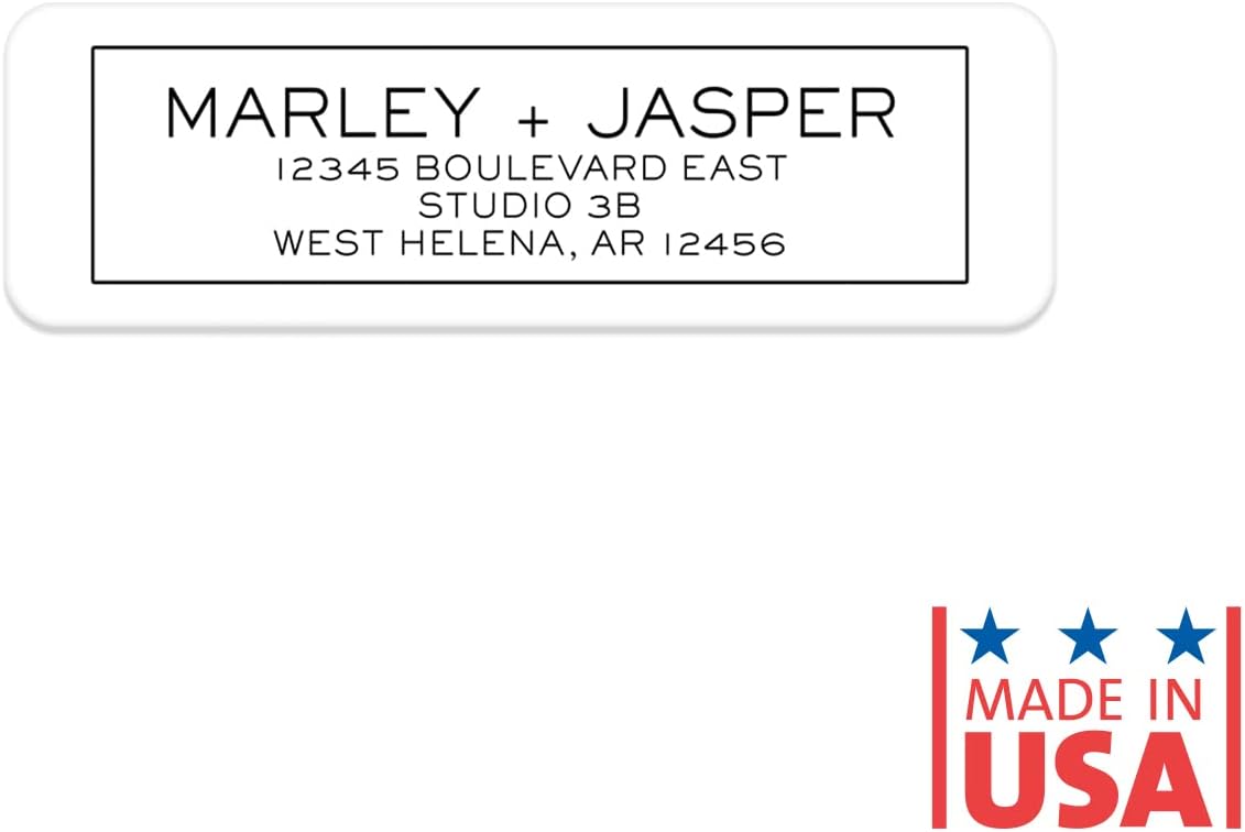 Simple Modern Outline Rolled Address Labels/Roll of 500 Square Box Personalized Address Labels/Designer Return Address Stickers in Elegant Plastic Dispenser