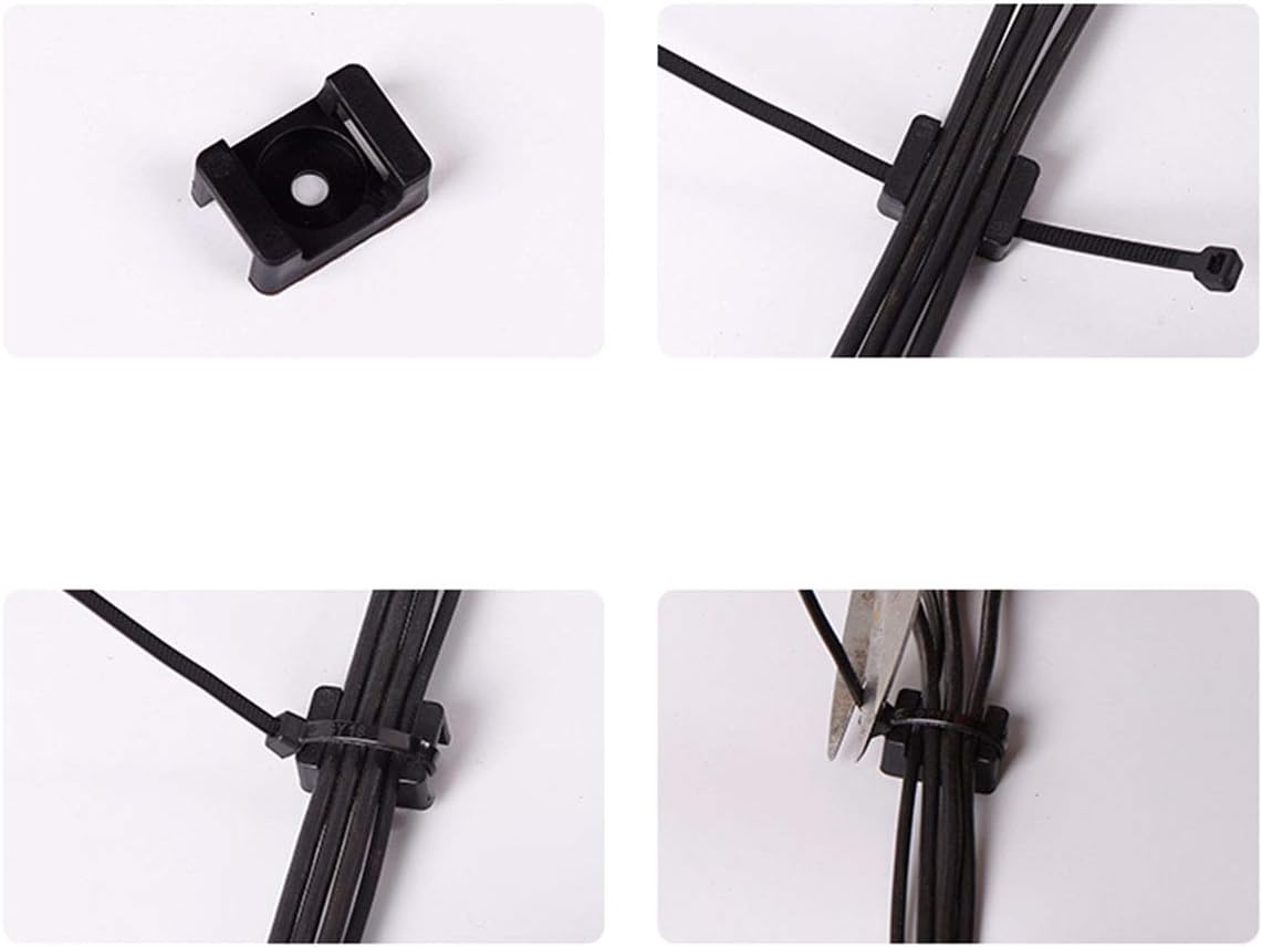 E-outstanding 100-Pack Black 4.5mm Width Cable Tie Saddle Type Mount Base Wires Holder Plastic Cord Management