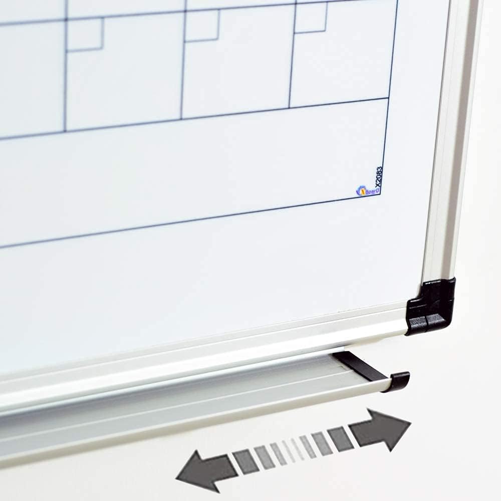 XBoard Magnetic Calendar Whiteboard 36" x 24", 4 Months Calendar Dry Erase Board, Silver Aluminium Framed White Board Planner for Home School Office Organization