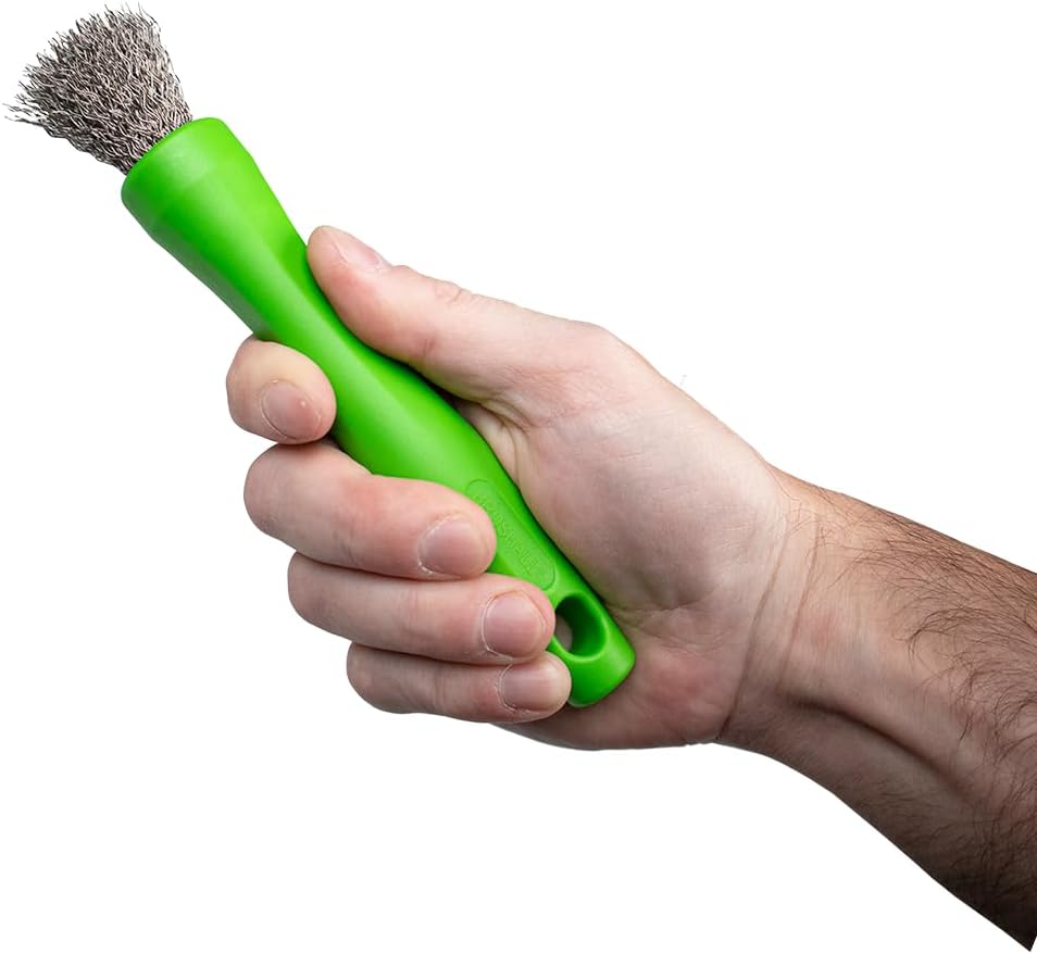 BrushAll® Wire Hand Brush with Ergonomic Handle and Tightly Packed Bristles for Kitchen, Garage, Indoor, Outdoor (Stainless Steel) Patent Pending