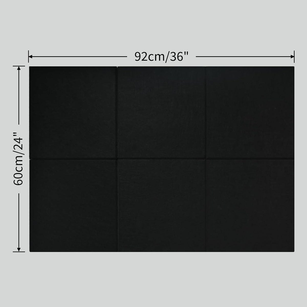 Large Cork Board for Wall 6 Pack, Bulletin Board 36" X 24", Felt Board Wall Tiles with 72 Damage-Free Removable Pads & Push Pins, Alternative Pin Board Cork Board for Office Home, Black