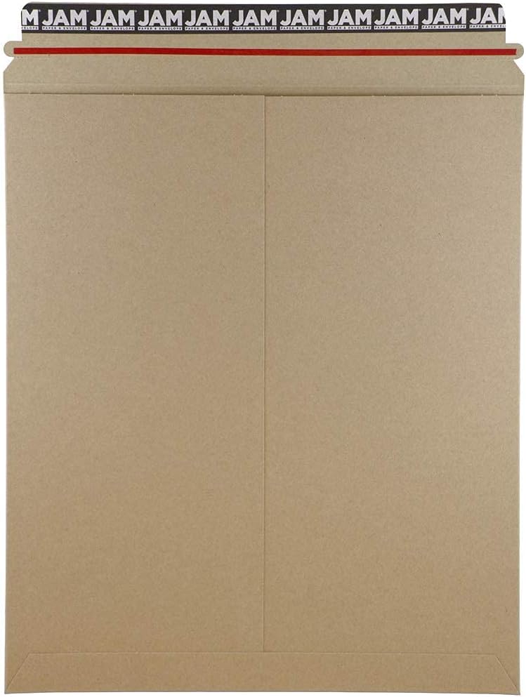 JAM PAPER Stay-Flat Photo Mailer Envelopes with Peel & Seal Closure - 12 3/4 x 15 - Brown Kraft - 6 Rigid Mailers/Pack