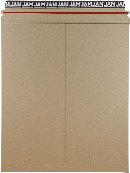 JAM PAPER Stay-Flat Photo Mailer Envelopes with Peel & Seal Closure - 12 3/4 x 15 - Brown Kraft - 6 Rigid Mailers/Pack
