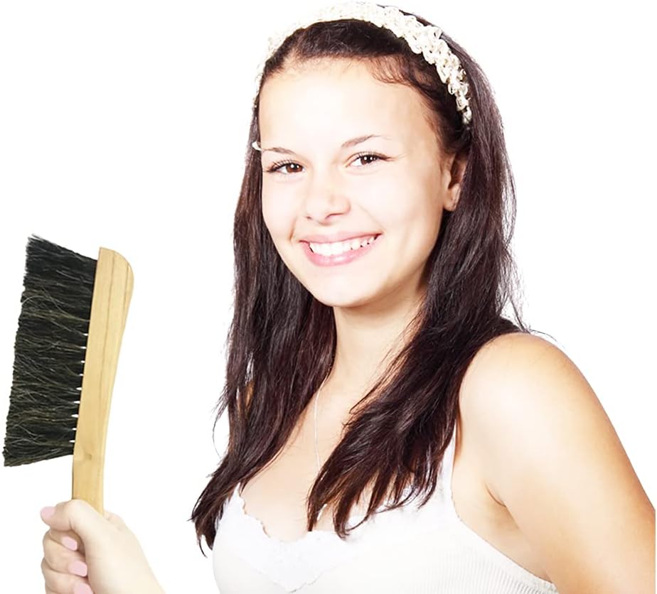 Counter Brush for Furniture Patio Woodworking Drafting Cleaning, Wooden Handle with Horsehair Bristle Bench Brushes, 13 Inches Hand Broom