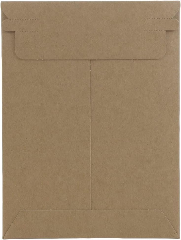 JAM PAPER Stay-Flat Photo Mailer Envelopes with Peel & Seal Closure - 6 x 8 - Brown Kraft - 6 Rigid Mailers/Pack