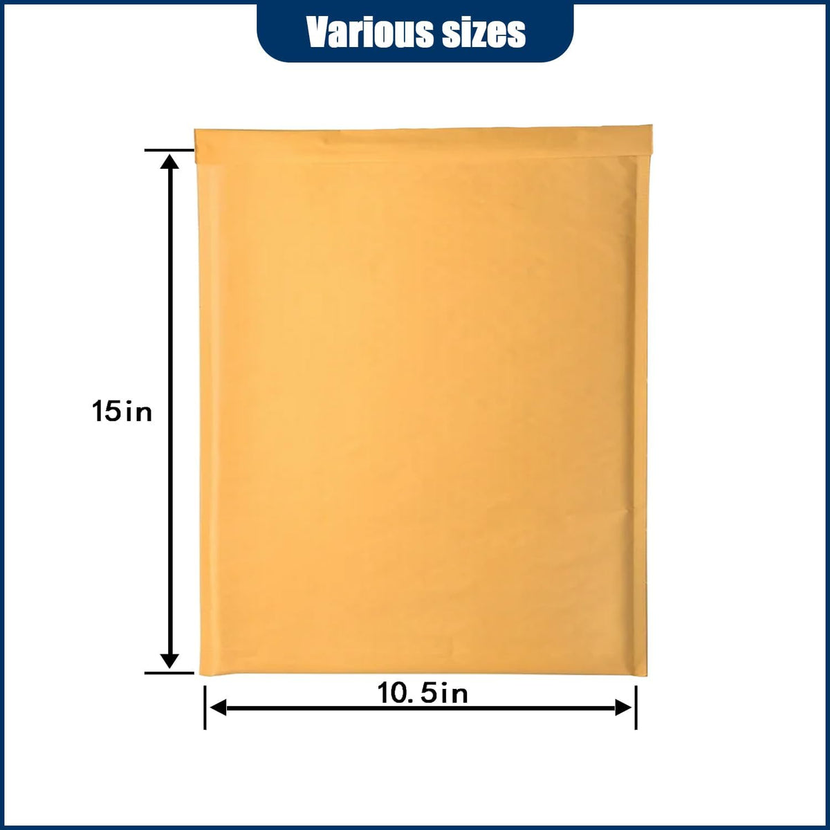 10.5in x 15in Kraft bubble mailer, ziplock mailer, yellow padded envelope, corporate waterproof padded bubble mailer for shipping, mailing, packaging (25PCS)