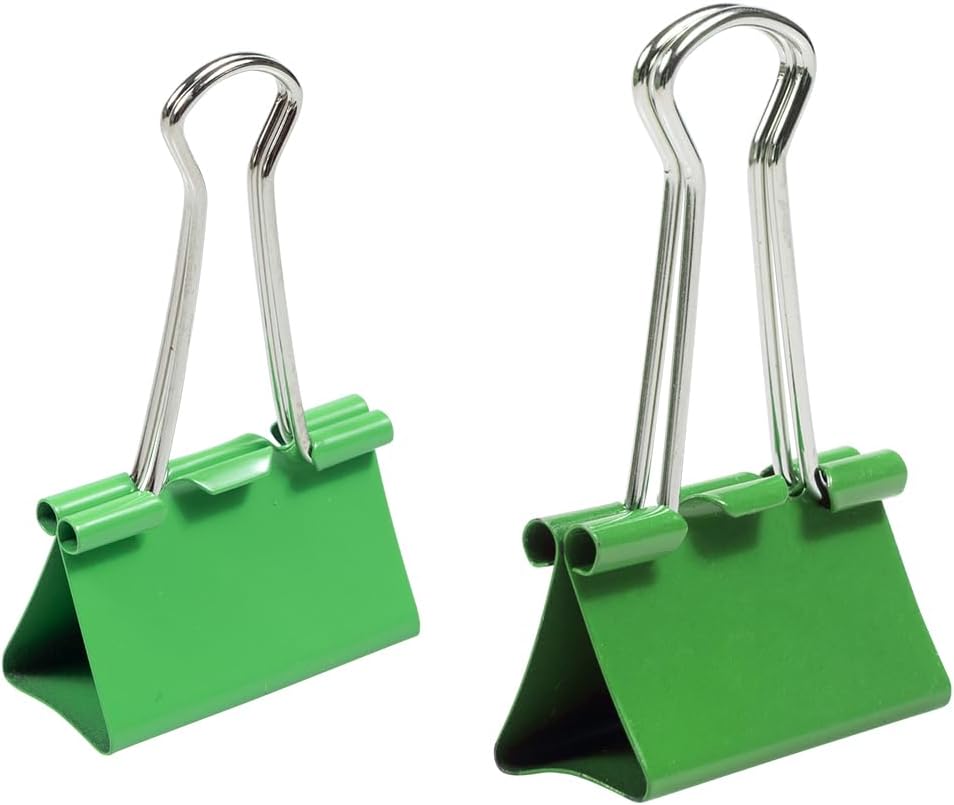 JAM PAPER Colorful Binder Clips Assortment - Medium & Large Size - Green Binderclips - 27 Clips/Pack