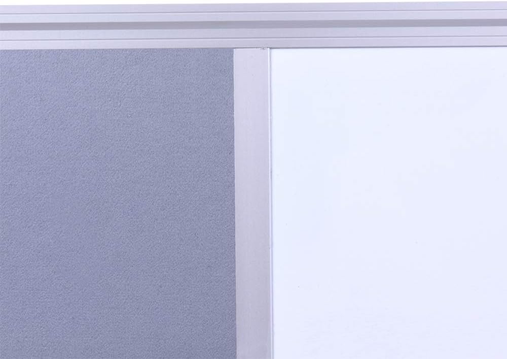 36"x24" Cork & Dry Erase Combo Board - Magnetic Whiteboard & Grey Bulletin Board for Office, Home, Classroom | Wall-Mountable with Aluminum Frame & Pen Tray