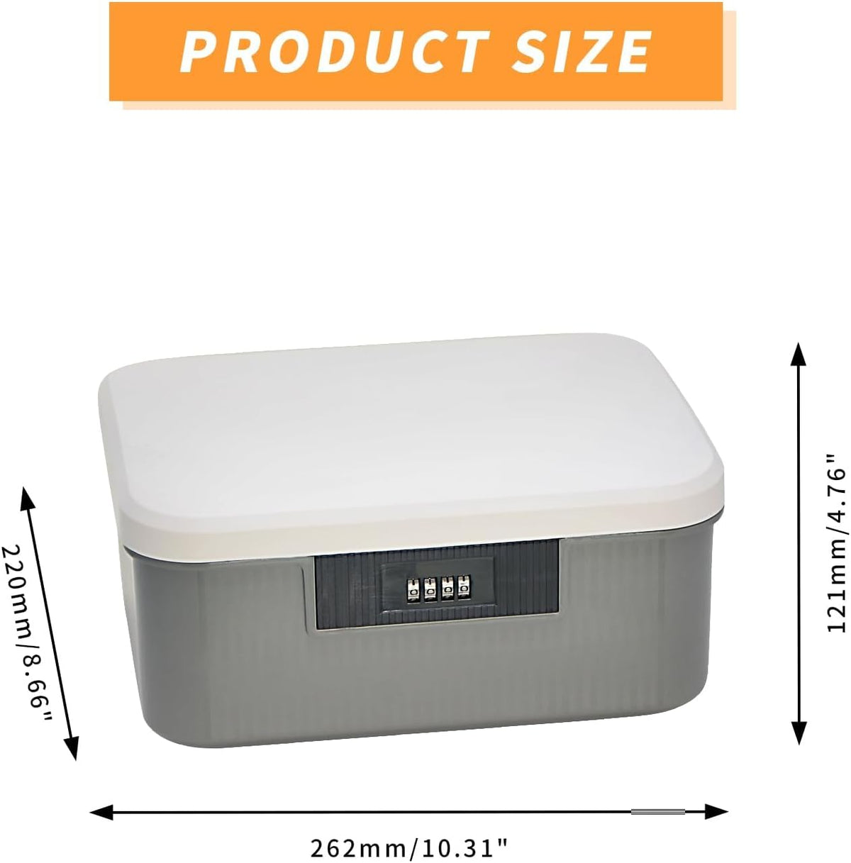 Lockable Storage Container Bin 2.3Gallon / 9L, 2 Layer Combination Lock Box Medicine Case Container for Personal Private Items, Medicines, Food, Snacks, Locking Cell Phone Smart Device Jail (Gray)