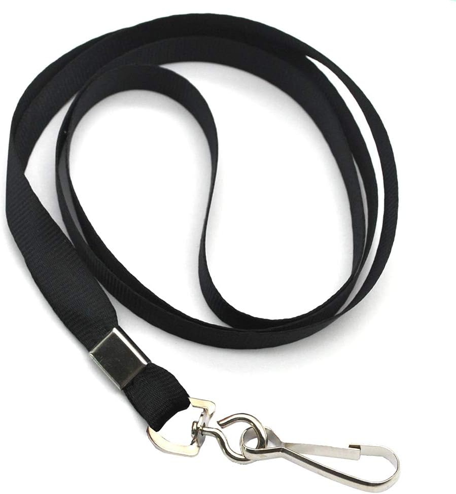 Beebel Black Lanyard Bulk Lanyards for Id Badges Flat Lanyard with Badge Clip Swivel Hook 50 Pack