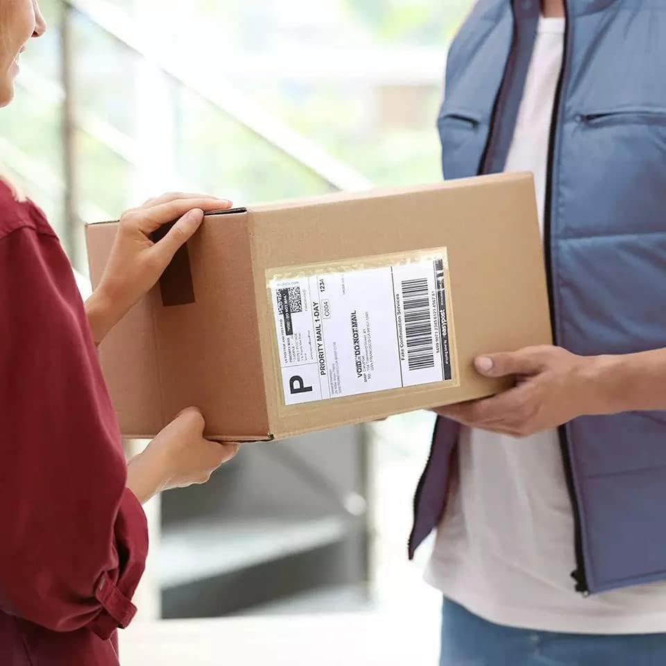 7.5'' x 5.5'' Packing List Pouches, Shipping Label Envelopes Clear Self-Adhesive Top Loading (7.5x5.5 in-200 Bags)