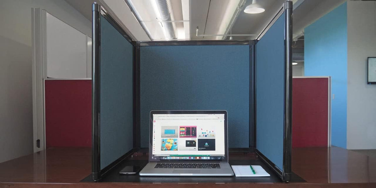 Versare Folding Tabletop Display | 3-Panel Partition | Lightweight Portable Workspace Divider | Red 99" x 24"