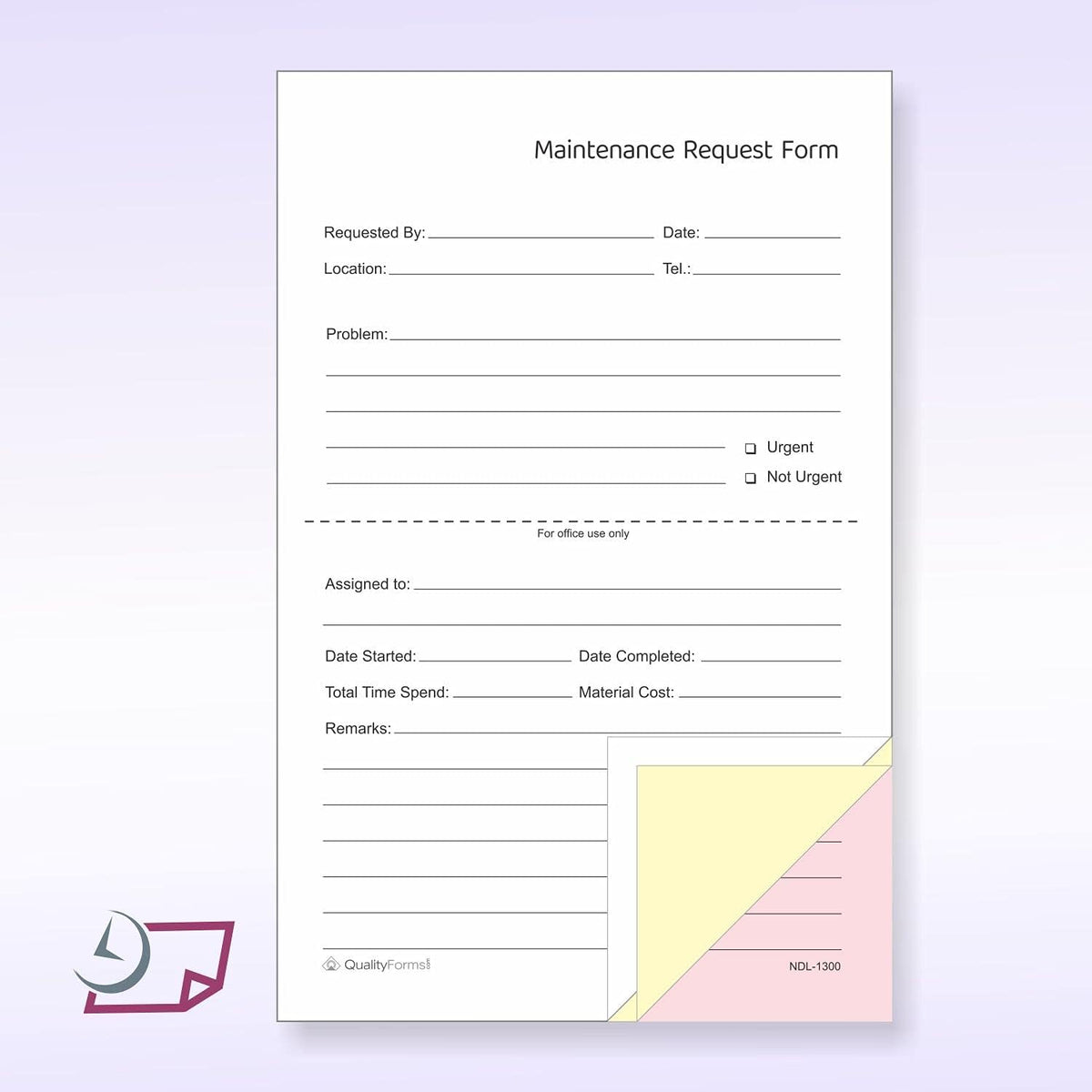 NextDayLabels - Maintenance Request Forms, 3 Part NCR Carbonless, 5-1/2" x 8-1/2" - 100 Sets - Made in The USA