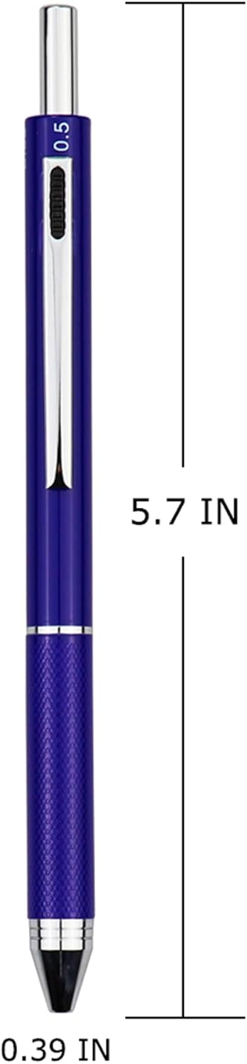 DunBong 4-in-1 Multicolor Writing Instrument, Metal Cased Multifunction Pen, 0.5mm Mechanical Pencil, Red, Blue and Black Ball Pens, 1-Count (Blue)