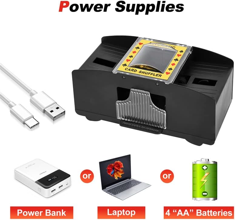 Automatic Card Shufflers 2/6 Deck (Playing Cards Included) - Battery-Operated Electric Shuffler Heavy Duty - Great for Casino, Home & Tournament Use for UNO, Blackjack, Texas Hold'em, Phase 10