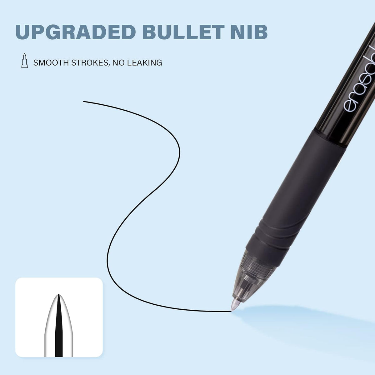 ParKoo Retractable Erasable Gel Pens, 20 Black Twist Pens, Fine Point 0.7 mm, Make Mistakes Disappear, Smooth Writing with Comfortable Grip for Journaling Drawing, School Supplies