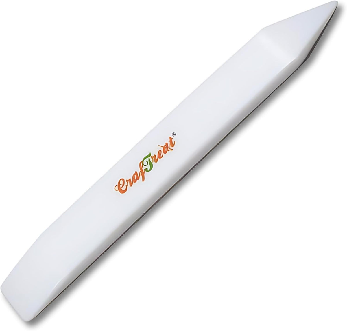 CrafTreat Teflon Bone Folder and Scoring Tool - Large Bone Folder - Paper Scorer for Paper Crafting, Bookbinding, Scrapbooking - Leather Burnishing Tool - Smooth, Ergonomic Tools (Large 1 pc)