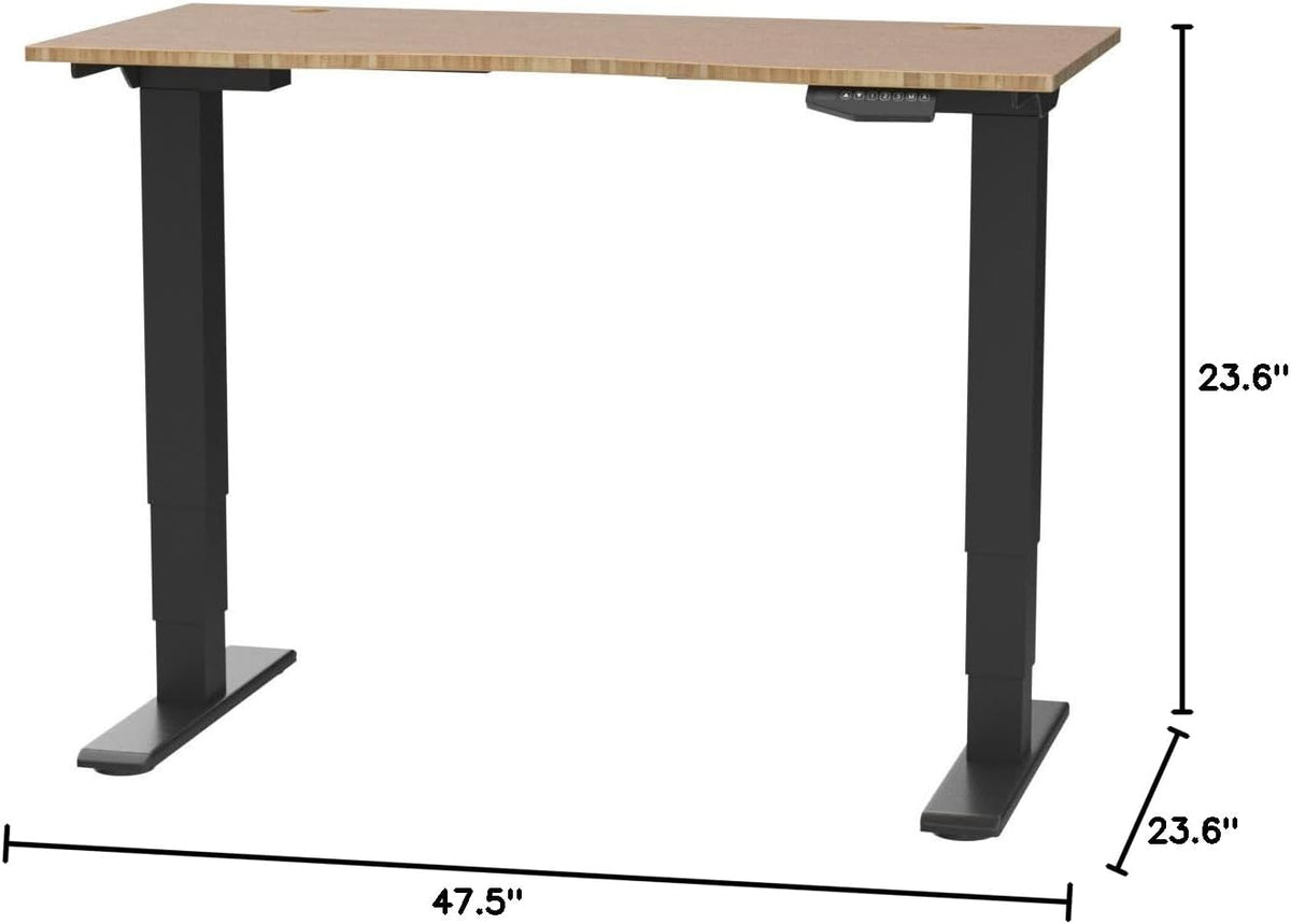 FLEXISPOT E6 Essential Bamboo 3 Stages Dual Motor 48x24 Inch Electric Height Adjustable Standing Whole-Piece Board Desk Sit Stand Up Desk (Black Frame + Bamboo Curved Desktop)