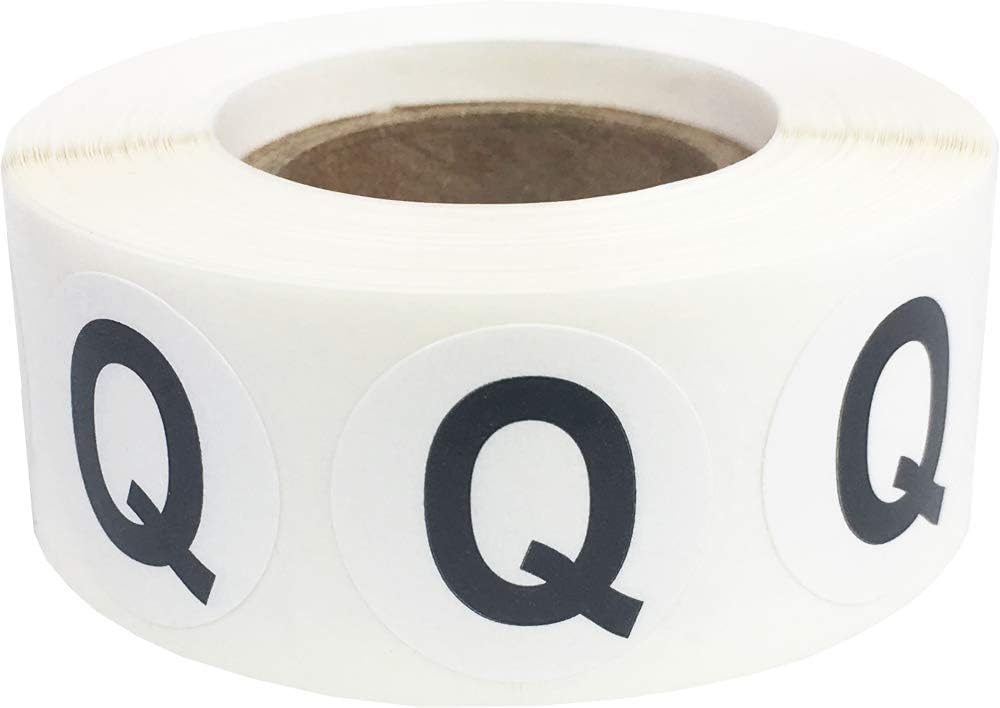Letter Q Inventory Labels .75 Inch Round Circle Dots 500 Adhesive Stickers