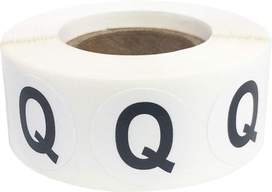 Letter Q Inventory Labels .75 Inch Round Circle Dots 500 Adhesive Stickers