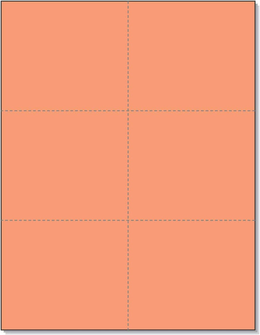 Laser Printer Blank Perforated Sheets 6 up per Page, for School Registration, Flower Delivery Cards, Inventory Tags, Wedding Response, Trip Tickets ETC. (Salmon, 1200 Sheets)